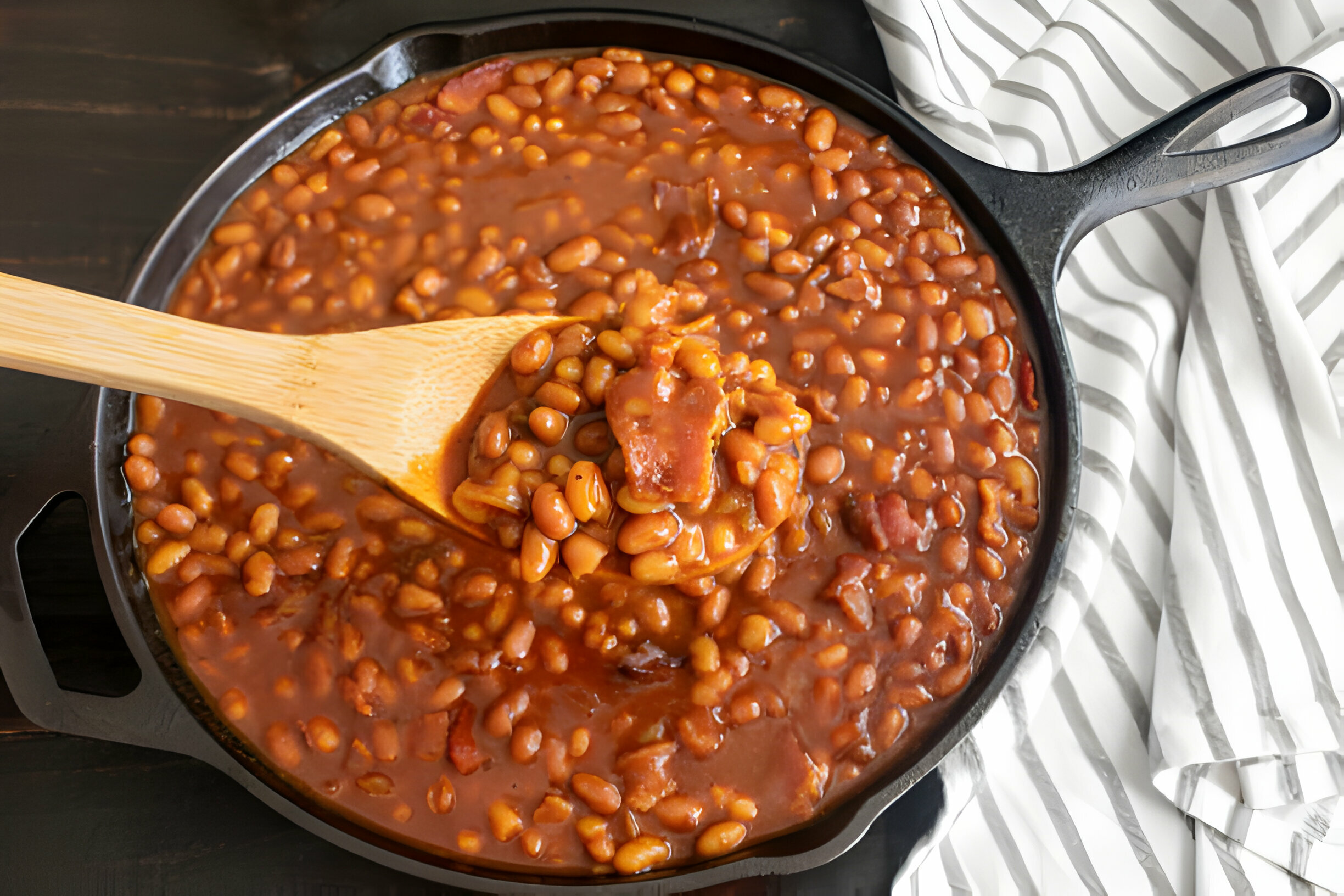 Final baked beans dish ready to serve.
