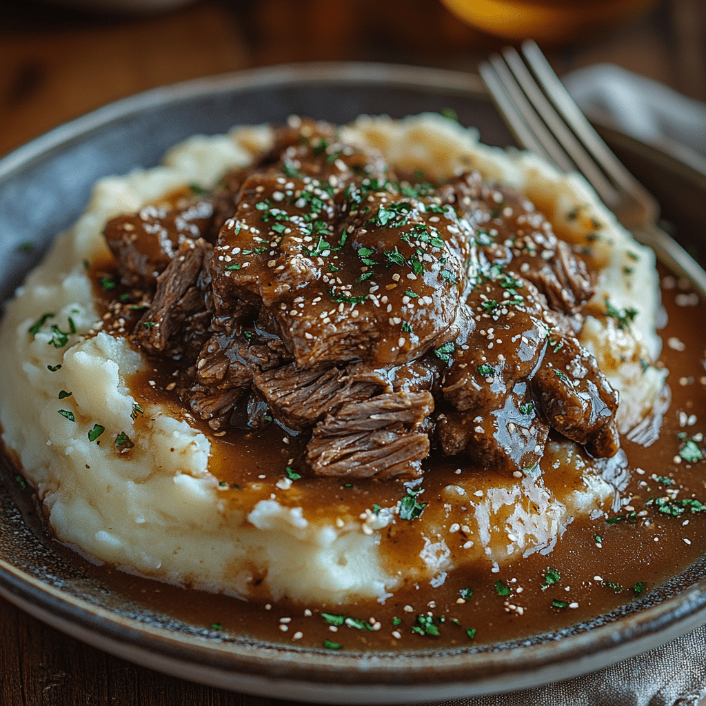 Chuck Roast Recipes That Hit Home: Tender, Bold, and Flavorful 4 Served chuck roast with mashed potatoes
