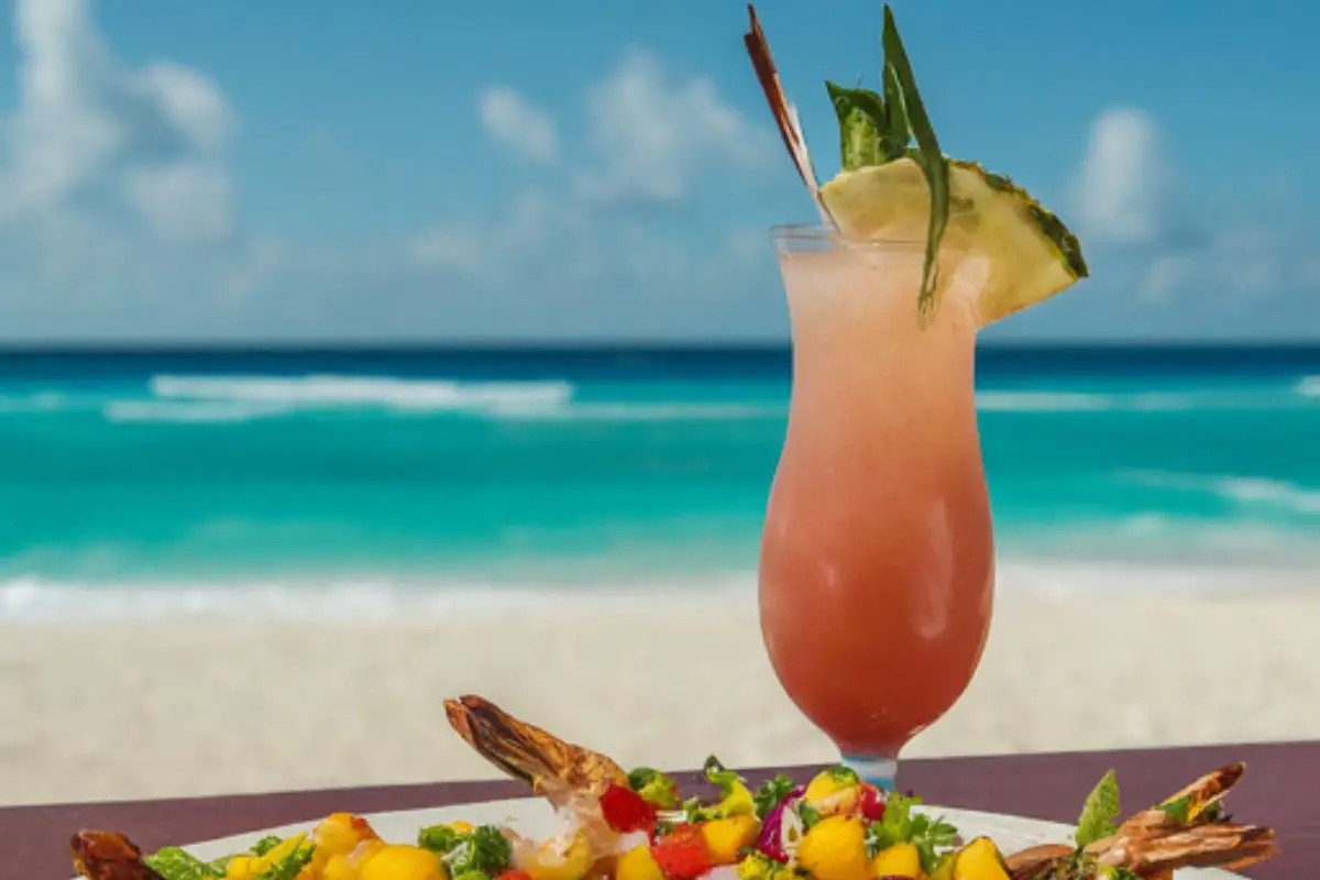 Tropical Sex on the Beach cocktail on a beach