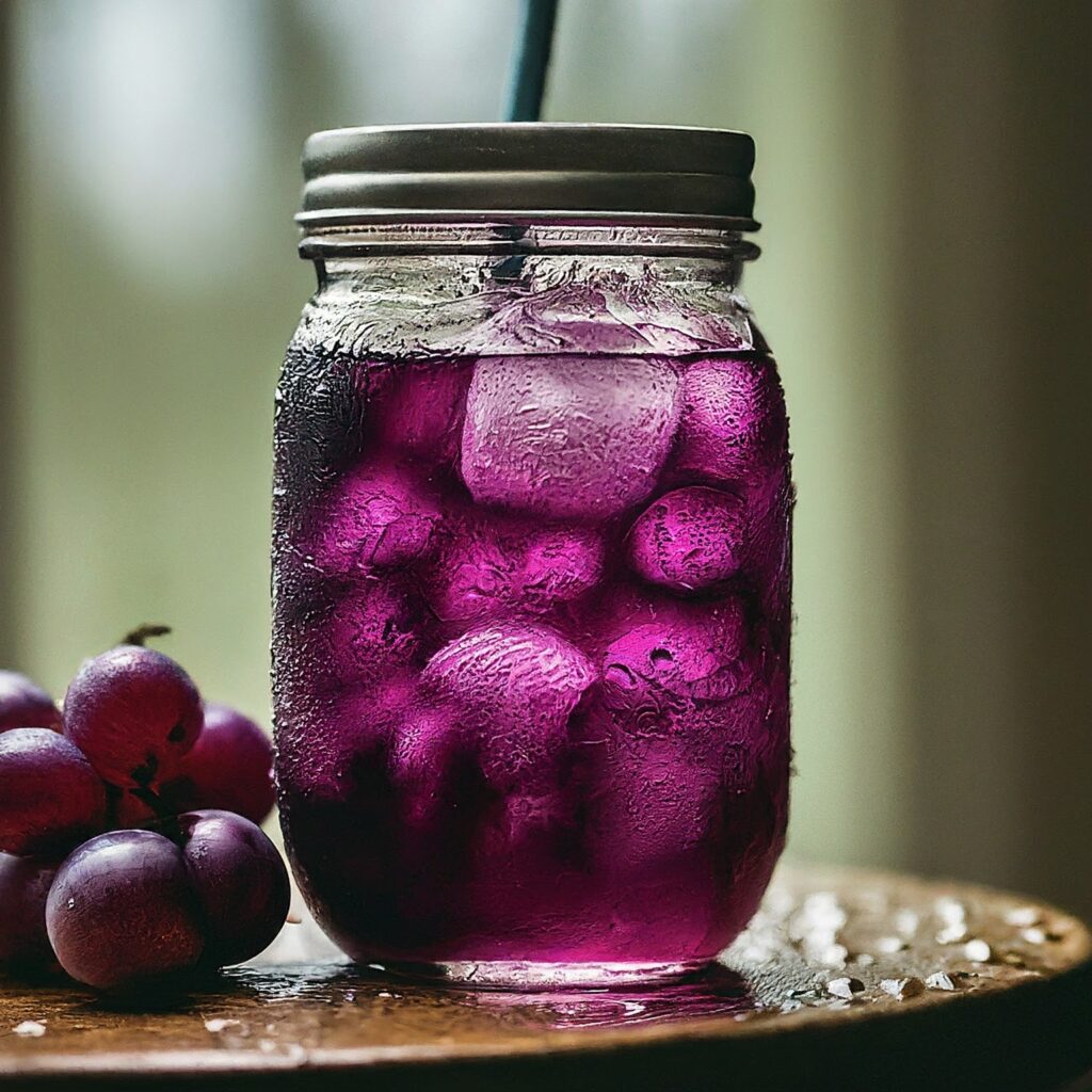 grape moonshine served in a jar