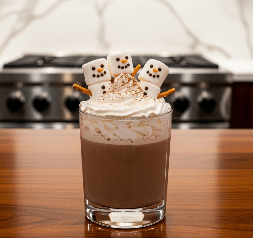 Drunken Snowman Cocktail with garnishes