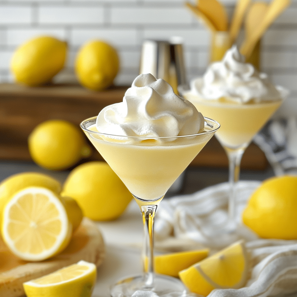 Lemon Meringue Martinis with toasted meringue