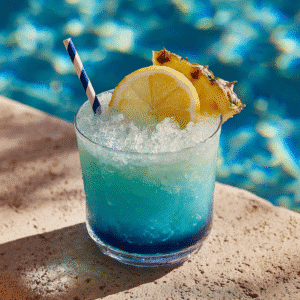 Blue Hawaiian Punch: A Tropical Party Classic That Never Gets Old 2 Glass of Blue Hawaiian Punch with ice,citrus and pineapple
