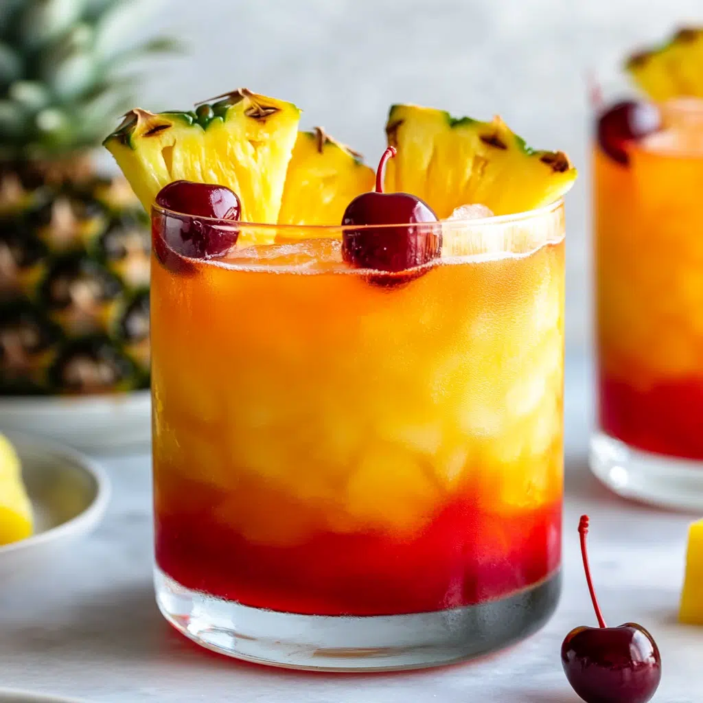 Caribbean sunset rum punch tropical cocktail