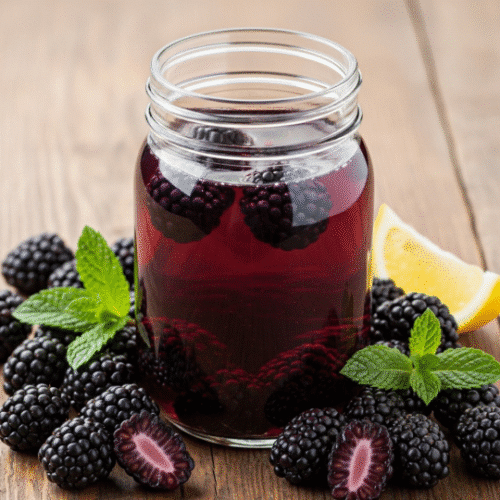 Blackberry Moonshine in Mason Jar