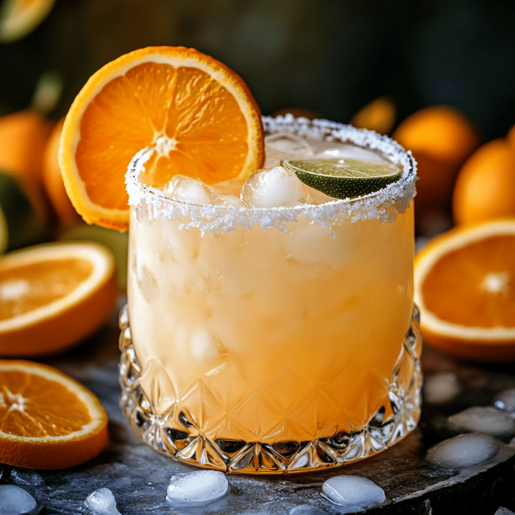 Creamsicle Dream Margarita cocktail with orange slice garnish