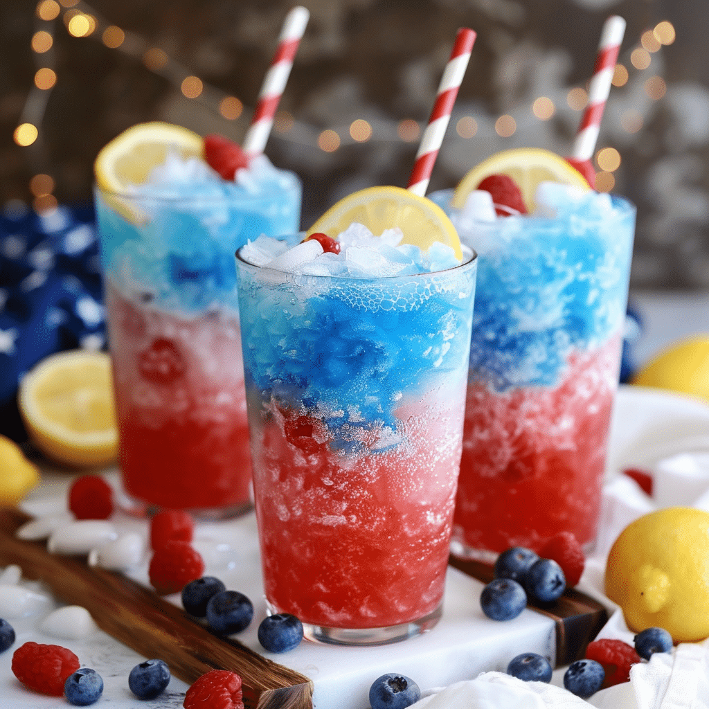 Red White and Blue Vodka Lemonade Slush