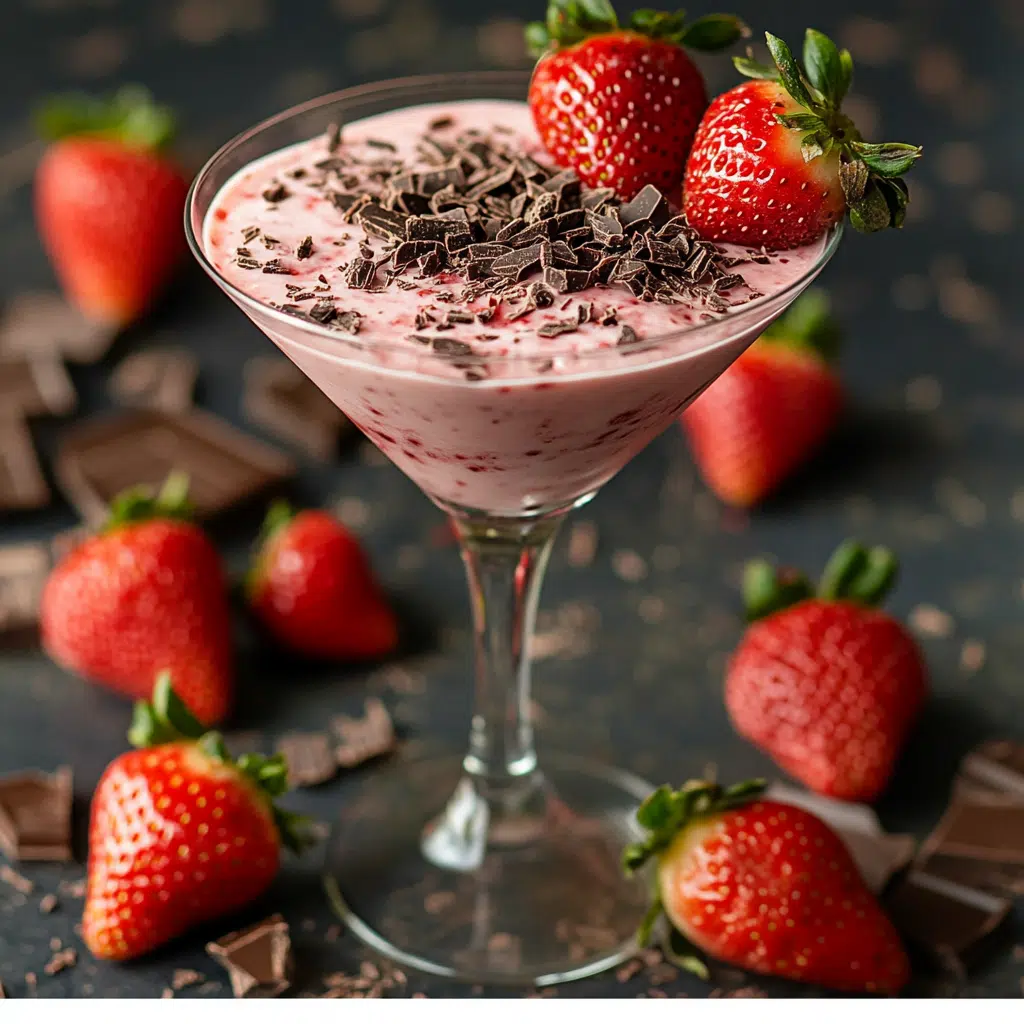 chocolate covered strawberry martini with garnish