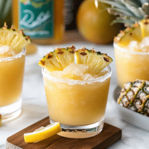 Frozen Pineapple Margarita: A Tropical Sip That Feels Like Vacation 2 frozen pineapple margarita serving glasses