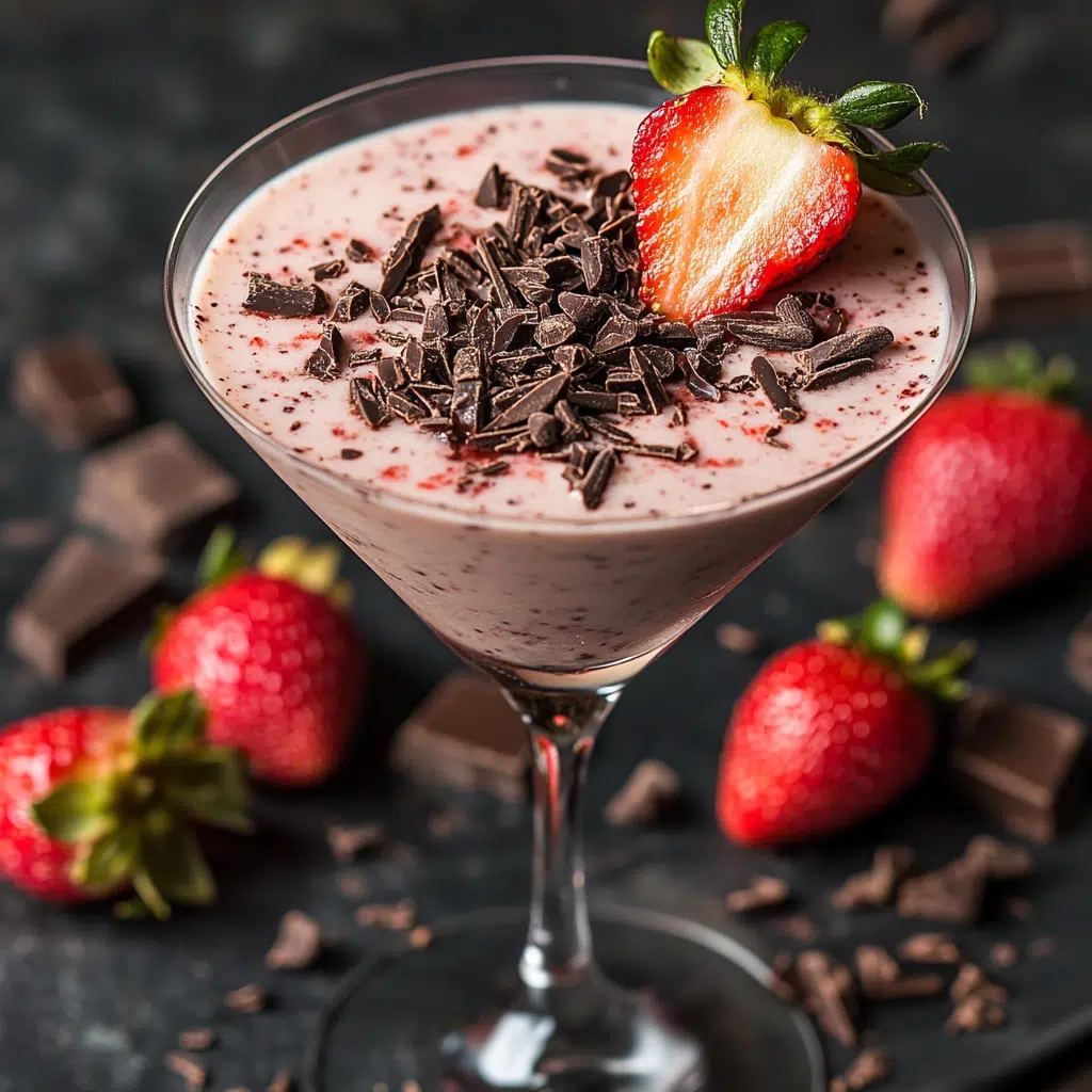 chocolate covered strawberry martini with garnish