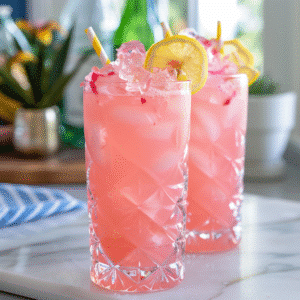 Pink Starburst Hennessy Lemonade: A Sweet & Sassy Summer Sipper 2 Pink Starburst Hennessy Lemonade cocktail in a tall glass