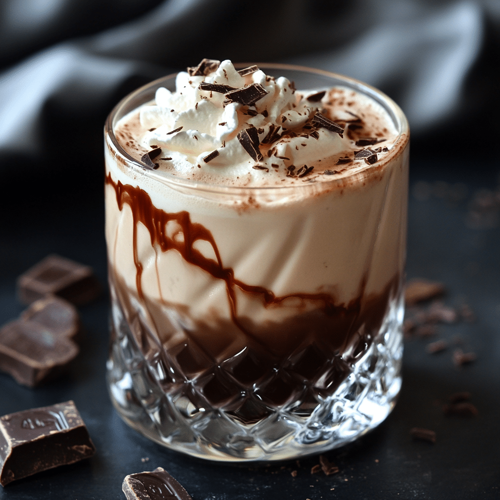 Chocolate Milkshake White Russian cocktail with whipped cream