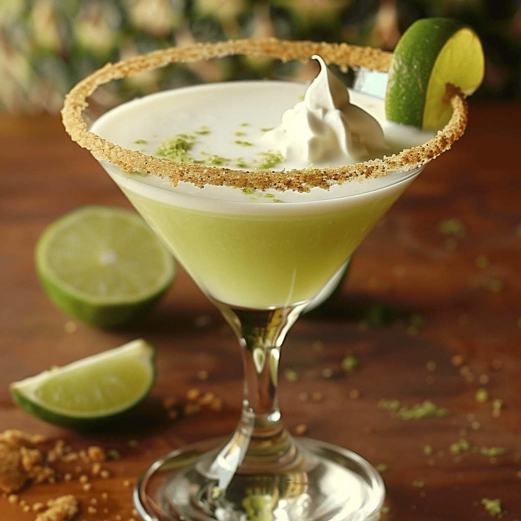 Key Lime Martini – A Creamy, Tangy Cocktail That Tastes Like Dessert 4 Key lime martini with graham cracker rim