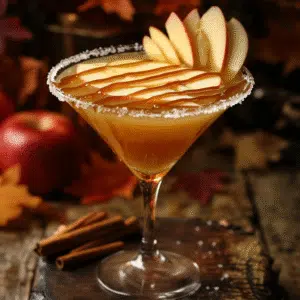 Caramel Apple Martini in autumn setting