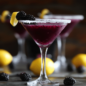 Blackberry Lemon Drop Martini: A Fruity, Refreshing Summer Sipper 2 blackberry lemon drop martini cocktail with lemon twist