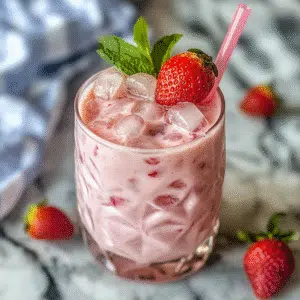 Pink Russian cocktail with raspberry and cream layers
