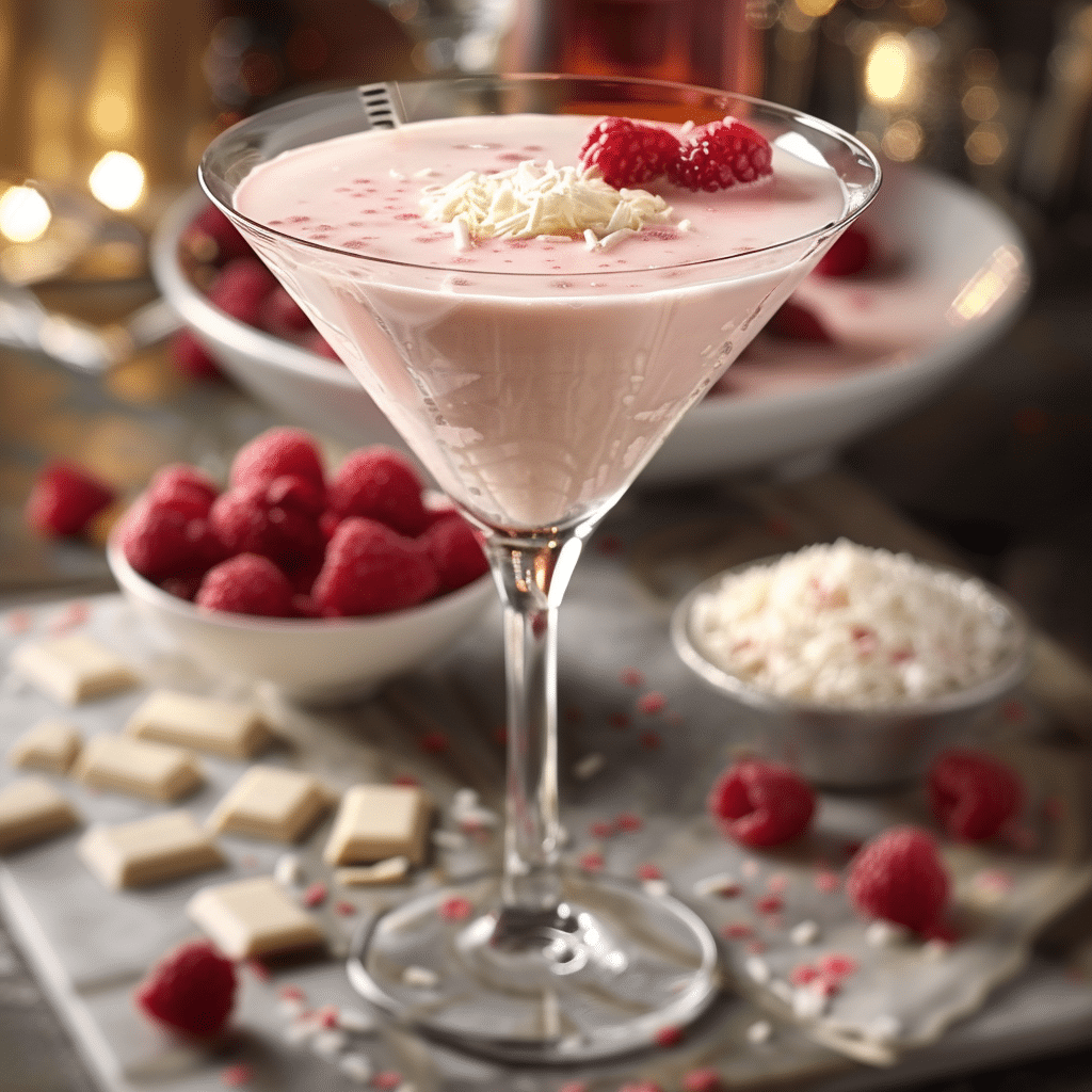 Raspberry White Chocolate Martini: The Ultimate Creamy Cocktail Experience 3 serving raspberry white chocolate martini with garnishes