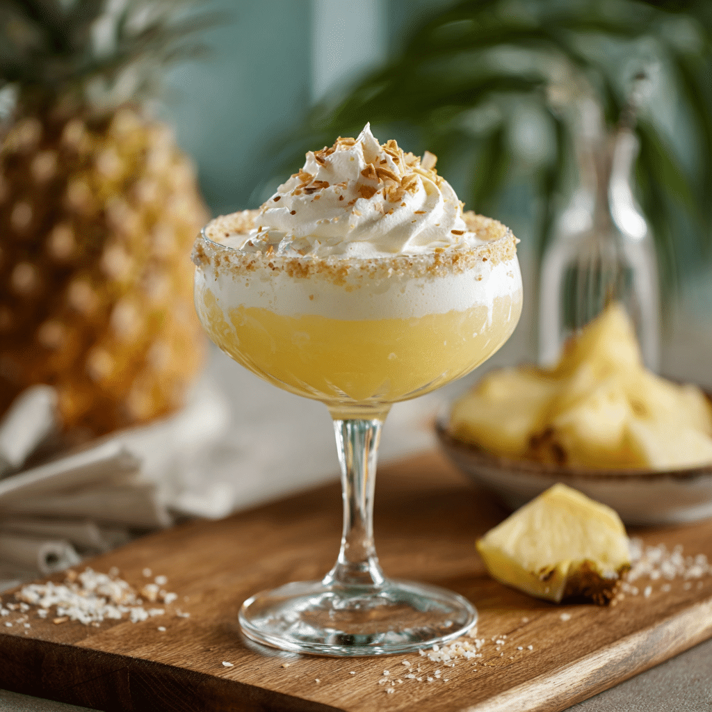 Pineapple Cream Margarita: A Tropical Creamy Cocktail That Sings 4 Pineapples & Cream Margarita served in coupe glass