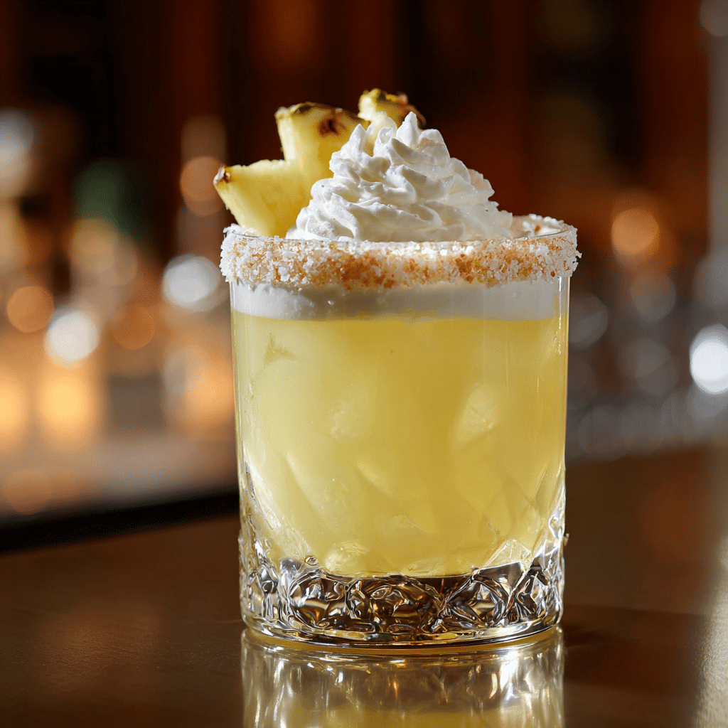 Pineapple Cream Margarita: A Tropical Creamy Cocktail That Sings 5 Pineapples & Cream Margarita served in rocks glass