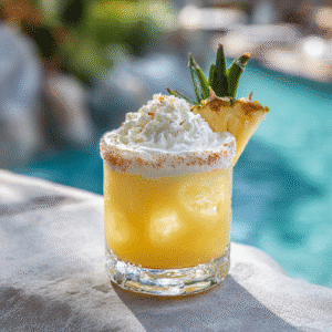 Pineapple Cream Margarita: A Tropical Creamy Cocktail That Sings 2 Pineapples & Cream Margarita served in rocks glass
