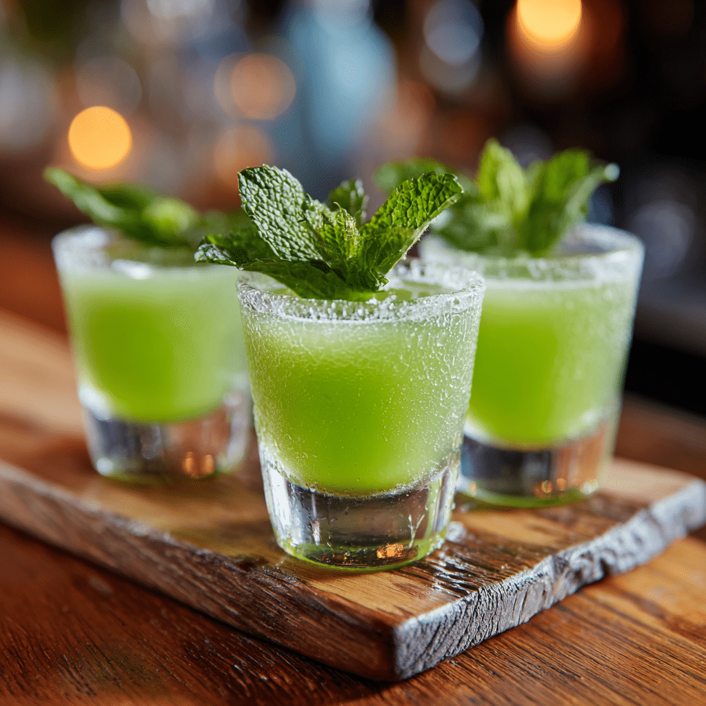 Green Tea Shot in chilled glasses