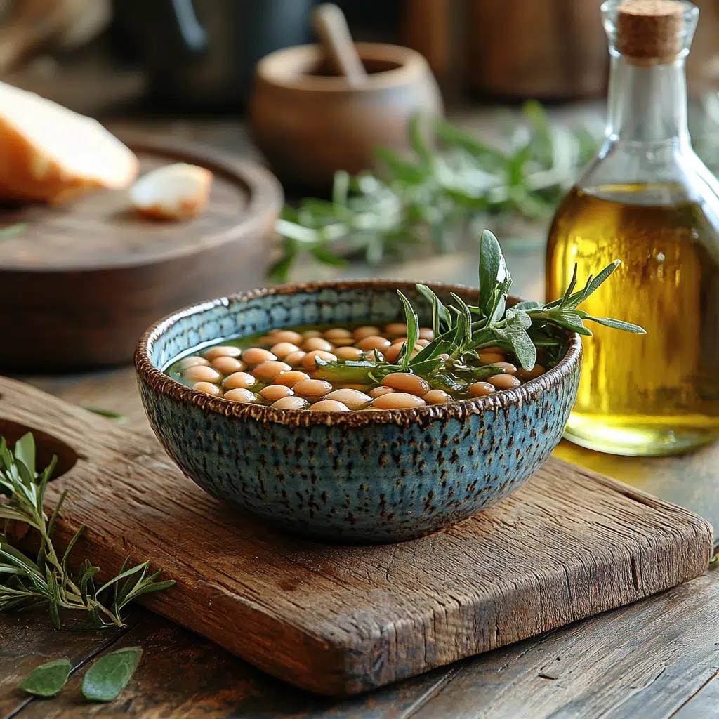 Soaked lupini beans in rustic kitchen
