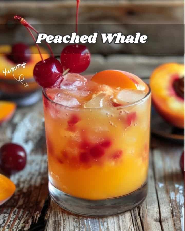 Peached Whale Cocktail "Dive into the tropical flavors of the Peached Whale cocktail, perfect for a refreshing escape! " Ingredients: 3/4 oz rum 3/4 oz coconut rum full Recipe in the First c.o.m.m.e.n.t . Enjoy