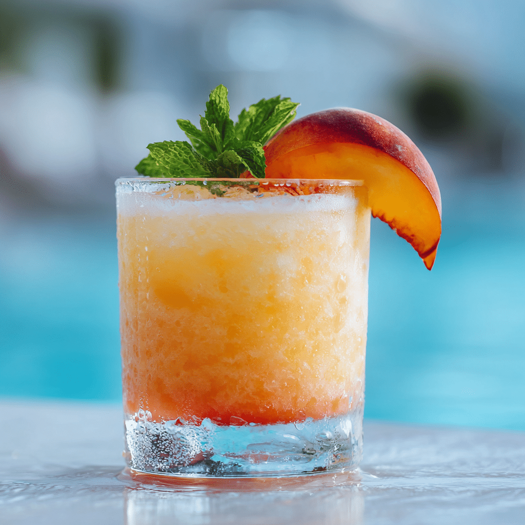Peached Whale Cocktail: A Lush Tropical Escape You’ll Crave 4 Peached Whale Cocktail in poolside setting