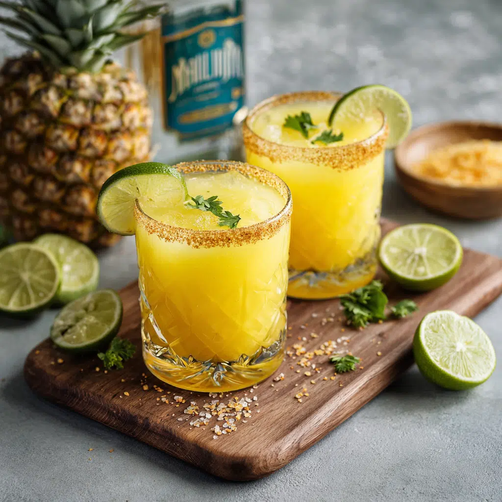 Tray of Malibu Pineapple Margaritas