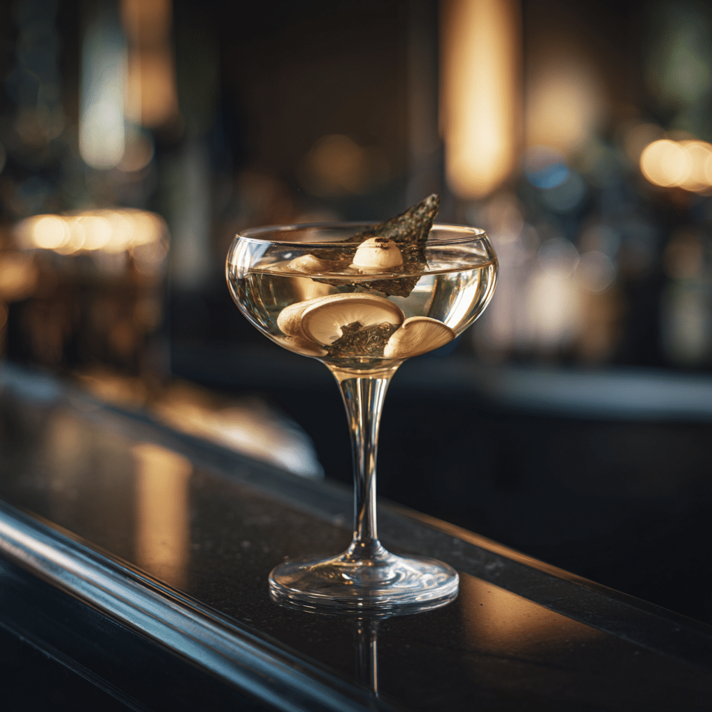 Umami Dirty Martini : The Cocktail That Sings With Flavor 4 Umami dirty martini with mushroom garnish