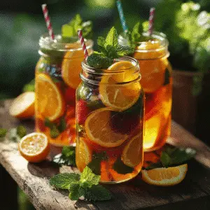 Mason Jar Cocktails: Rustic Charm Meets Real Function 2 Mason Jar Cocktails on a picnic table with garnishes