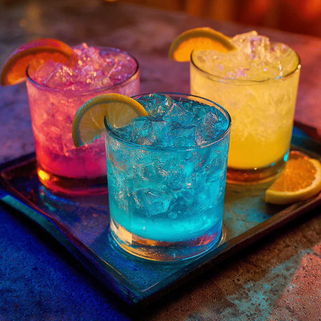 Glow-in-the-Dark Cocktails: Ultimate Party Drinks That Light Up the Night 5 Glowing cocktails with tonic and vitamins under UV