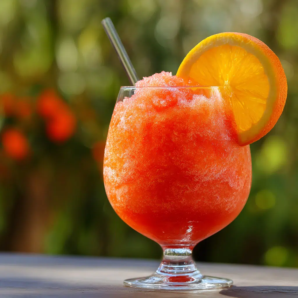 Aperol Spritz Slushie in a summer glass