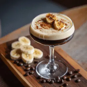 Banana Espresso Martini: A Bold, Creamy Kick for Coffee Lovers 2 Banana Espresso Martini served with banana garnish