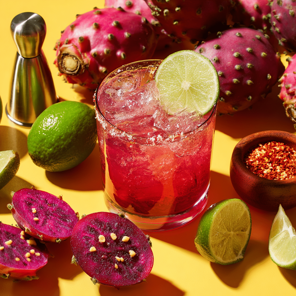 Prickly Pear Mezcal Margarita – An Amazing, Smoky Sip with Desert Soul 4 Prickly Pear Mezcal Margarita with fresh ingredients