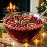 Christmas punch recipe festive bowl with cranberries and oranges