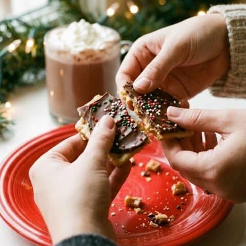 Serving Christmas Crack Candy