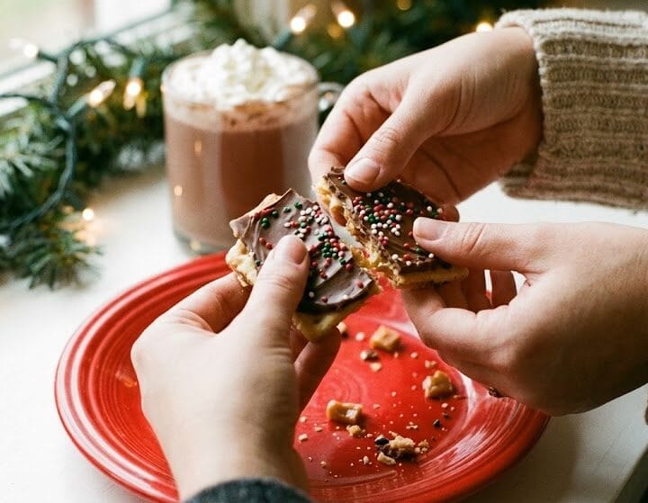 Serving Christmas Crack Candy