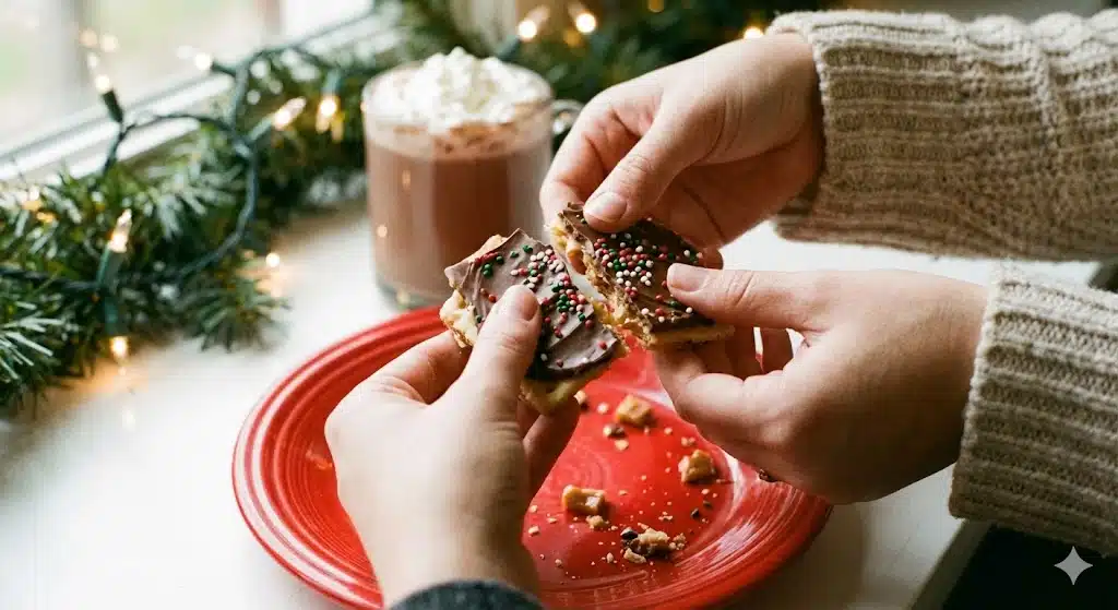 Serving Christmas Crack Candy